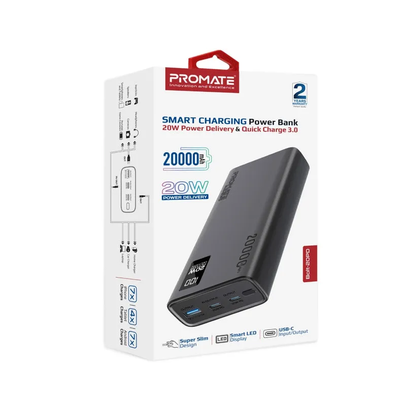 Promate Power Bank 20K-20W-Black — 2