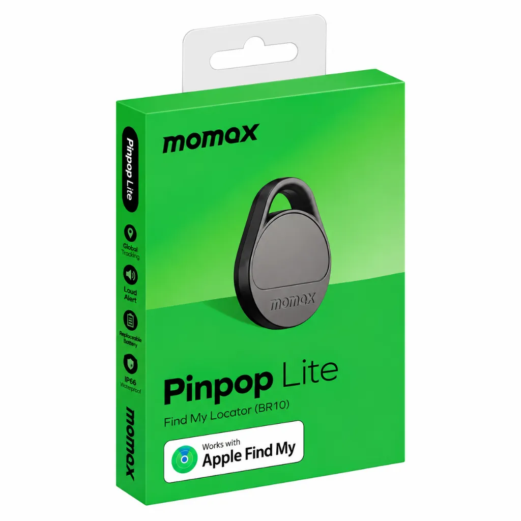 Momax Pinpop Lite Find My Locator (BR10))/Black — 2