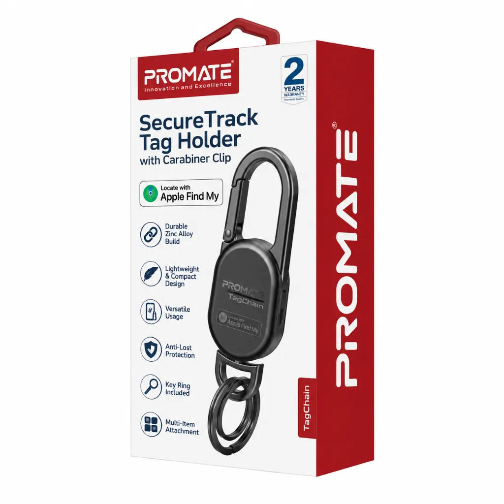 Promate Smart Carabiner Keychain with Apple Find My Precision Locator-Black — 2