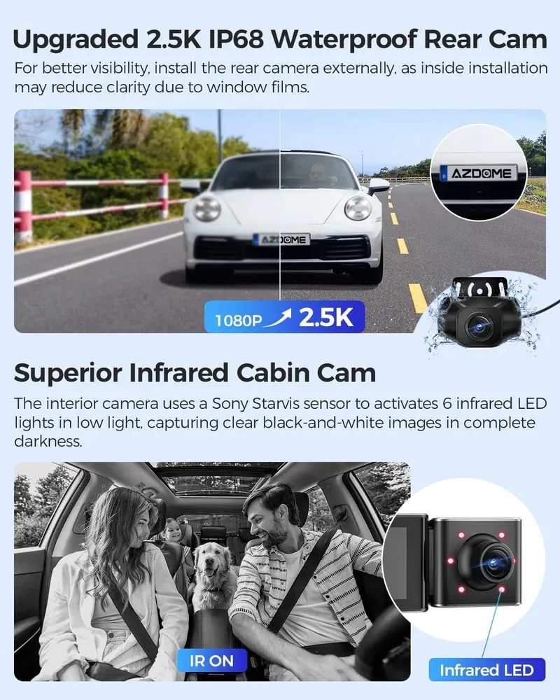 كاميرا Azdome DashCam M550 Max ثلاثية القنوات بدقة 4K — 2