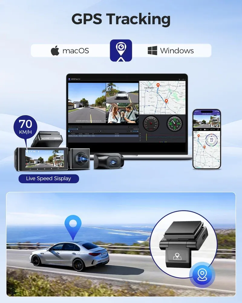كاميرا Azdome DashCam M550 Max ثلاثية القنوات بدقة 4K — 4