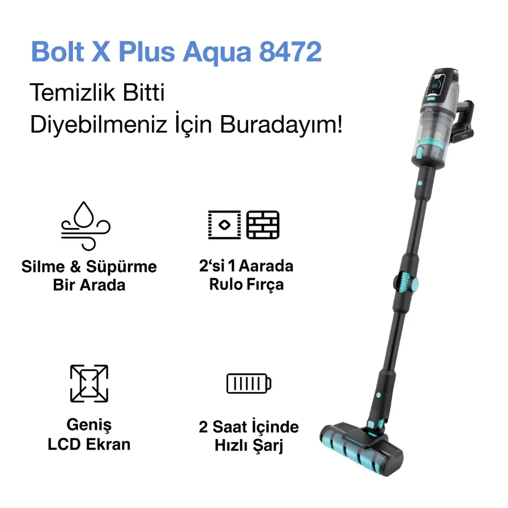 مكنسة Fakir Bolt X Plus Aqua اللاسلكية مع خاصية المسح – 550 واط – رمادي Moon Gray — 3