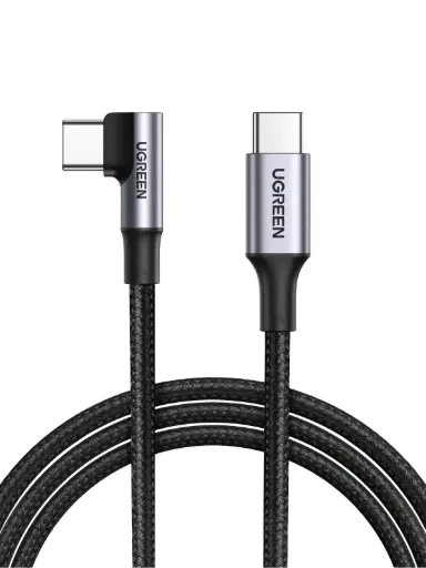 UGREEN 100W USB-C to USB-C 90 Degree PD Fast Charging Braided Cable 3M - Space Gray / Black (Model: 70643 )