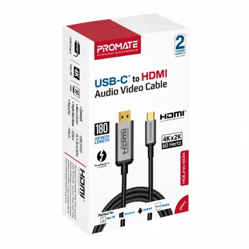 Promate Cable USB-C to HDMI 1.8M-60H-Gray